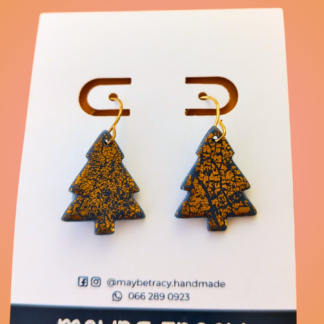 Tiny denim and gold Christmas tree