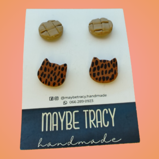Studpack - Woven button, leopard cat