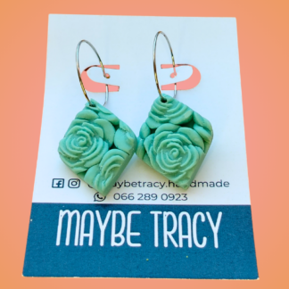 Rose carpet texture diamond shape in Skye, silver hoops